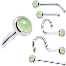 Load image into Gallery viewer, Solid 14K White Gold 2mm Genuine Peridot Nose Ring