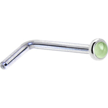 Load image into Gallery viewer, Solid 14K White Gold 2mm Genuine Peridot Nose Ring