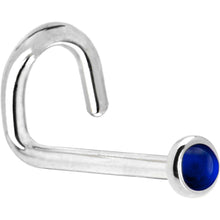 Load image into Gallery viewer, Solid 14K White Gold 2mm Genuine Sapphire Nose Ring