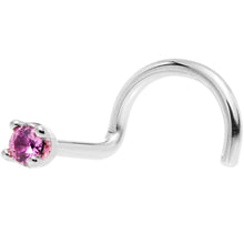 Load image into Gallery viewer, Solid 14K White Gold 1.5mm Genuine Pink Sapphire Nose Ring