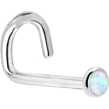 Load image into Gallery viewer, Solid 14K White Gold 2mm Synthetic Opal Nose Ring