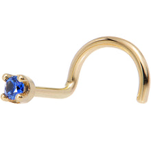 Load image into Gallery viewer, Solid 14K Yellow Gold 1.5mm Genuine Blue Sapphire Nose Stud Ring