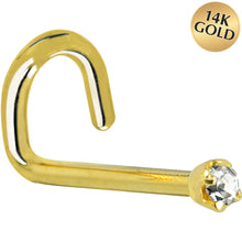 Load image into Gallery viewer, Solid 14K Yellow Gold 1.5mm Genuine Diamond Nose Ring