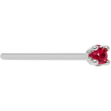 Load image into Gallery viewer, Solid 14K White Gold 1.5mm Diamond Cut Genuine Ruby Nose Ring