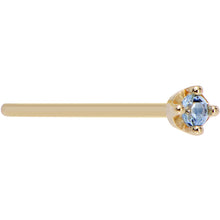 Load image into Gallery viewer, Solid 14K Yellow Gold 1.5mm Genuine Topaz Nose Ring