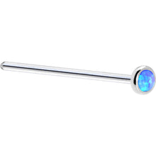 Load image into Gallery viewer, Solid 14K White Gold 2mm Blue Synthetic Opal Nose Ring