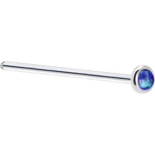 Load image into Gallery viewer, Solid 14K White Gold 2mm Dark Blue Synthetic Opal Nose Ring