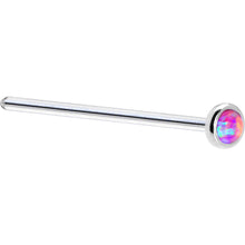 Load image into Gallery viewer, Solid 14K White Gold 2mm Fuchsia Synthetic Opal Nose Ring