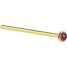 Load image into Gallery viewer, Solid 14K Yellow Gold 2mm Genuine Raspberry Rhodolite Garnet Nose Ring