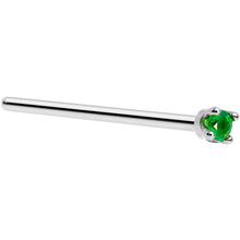 Load image into Gallery viewer, Solid 14K White Gold 1.5mm Genuine Emerald Nose Ring