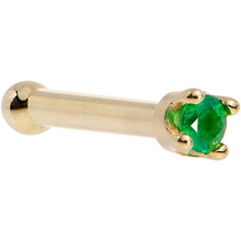 Load image into Gallery viewer, Solid 14K Yellow Gold 1.5mm Genuine Emerald Nose Ring