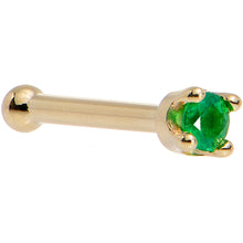 Load image into Gallery viewer, Solid 14K Yellow Gold 1.5mm Genuine Emerald Nose Ring