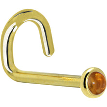 Load image into Gallery viewer, Solid 14K Yellow Gold 2mm Genuine Citrine Saffron Nose Ring