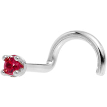 Load image into Gallery viewer, Solid 18K White Gold 1.5mm Diamond Cut Genuine Ruby Nose Ring