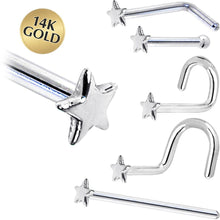 Load image into Gallery viewer, Solid 14K White Gold Star Nose Ring