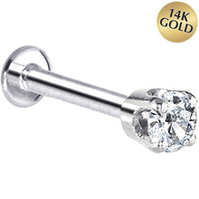 Load image into Gallery viewer, 16G Solid 14K White Gold 3mm Cubic Zirconia Tragus Earring Stud
