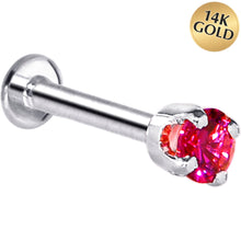Load image into Gallery viewer, 16G Solid 14K White Gold 3mm Red Cubic Zirconia Tragus Earring Stud
