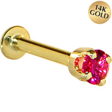 Load image into Gallery viewer, 16G Solid 14K Yellow Gold 3mm Red Cubic Zirconia Tragus Earring Stud