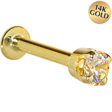 Load image into Gallery viewer, 16G Solid 14K Yellow Gold 3mm Champagne Cubic Zirconia Tragus Earring Stud