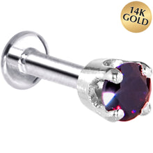 Load image into Gallery viewer, 16G Solid 14K White Gold 3mm Amethyst Cubic Zirconia Tragus Earring Stud