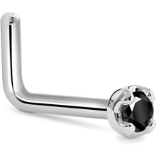 Load image into Gallery viewer, Solid 14K White Gold 1.5mm Genuine Black Diamond Nose Ring