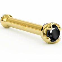 Load image into Gallery viewer, Solid 14K Yellow Gold 1.5mm Genuine Black Diamond Nose Ring