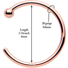 Load image into Gallery viewer, 20G 5/16 Solid 18K Rose Gold Nose Hoop