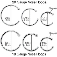 Load image into Gallery viewer, 20G 5/16 Solid 18K Rose Gold Nose Hoop