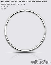 Load image into Gallery viewer, Single Hoop Nose 925 Sterling Silver Nose Hoop Ring