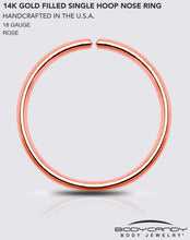 Load image into Gallery viewer, Single Hoop Nose 14k Rose Gold Filled Nose Hoop Ring