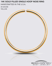 Load image into Gallery viewer, Single Hoop Nose 14k Yellow Gold Filled Nose Hoop Ring