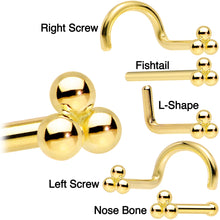 Load image into Gallery viewer, 14k Yellow Gold 3mm Trinity Nose Ring