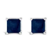 Load image into Gallery viewer, 14K White Gold 5x5MM Princess Cut Purple Amethyst Solitaire Stud Earrings