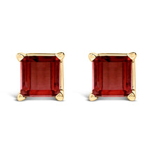 Load image into Gallery viewer, 14K White Gold 5x5MM Princess Cut Purple Amethyst Solitaire Stud Earrings