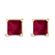 Load image into Gallery viewer, 14K White Gold 5x5MM Princess Cut Purple Amethyst Solitaire Stud Earrings