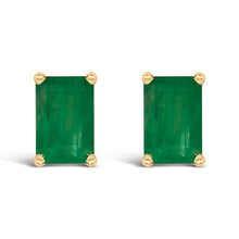 Load image into Gallery viewer, 14K White Gold 6x4MM Emerald Shaped Amethyst Solitaire Stud Earrings