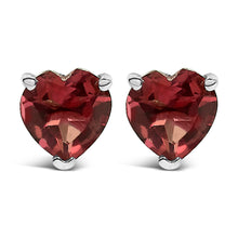Load image into Gallery viewer, 14K White Gold 5MM Heart Cut Purple Amethyst Solitaire Stud Earrings