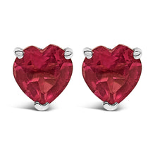 Load image into Gallery viewer, 14K White Gold 5MM Heart Cut Purple Amethyst Solitaire Stud Earrings