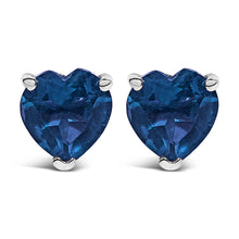 Load image into Gallery viewer, 14K White Gold 5MM Heart Cut Purple Amethyst Solitaire Stud Earrings
