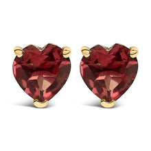 Load image into Gallery viewer, 14K White Gold 5MM Heart Cut Purple Amethyst Solitaire Stud Earrings