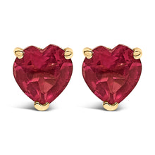 Load image into Gallery viewer, 14K White Gold 5MM Heart Cut Purple Amethyst Solitaire Stud Earrings