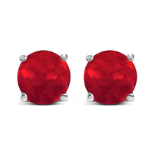 Load image into Gallery viewer, 14K White Gold 5X5MM Round Purple Amethyst Solitaire Stud Earrings