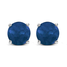 Load image into Gallery viewer, 14K White Gold 5X5MM Round Purple Amethyst Solitaire Stud Earrings