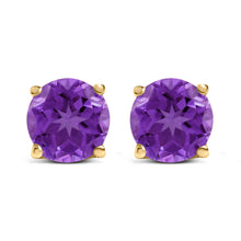 Load image into Gallery viewer, 14K White Gold 5X5MM Round Purple Amethyst Solitaire Stud Earrings