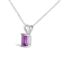 Load image into Gallery viewer, 14K White Gold 6x4MM Emerald Cut Purple Amethyst Solitaire Pendant Necklace