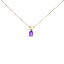Load image into Gallery viewer, 14K White Gold 6x4MM Emerald Cut Purple Amethyst Solitaire Pendant Necklace