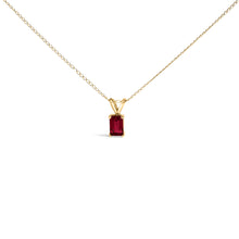 Load image into Gallery viewer, 14K White Gold 6x4MM Emerald Cut Purple Amethyst Solitaire Pendant Necklace