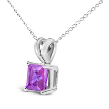 Load image into Gallery viewer, 14K White Gold 5x5 MM Square Shaped Purple Amethyst Solitaire Pendant Necklace