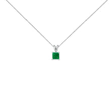 Load image into Gallery viewer, 14K White Gold 5x5 MM Square Shaped Purple Amethyst Solitaire Pendant Necklace