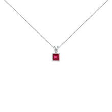 Load image into Gallery viewer, 14K White Gold 5x5 MM Square Shaped Purple Amethyst Solitaire Pendant Necklace